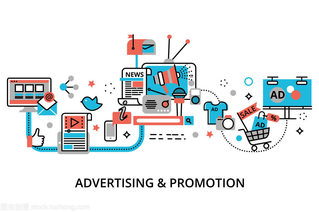广告、 市场营销和推广进程的概念
